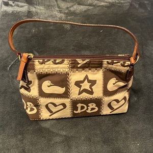 Dooney & Bourke Brown and cream Leather Strap Small Satchel Purse